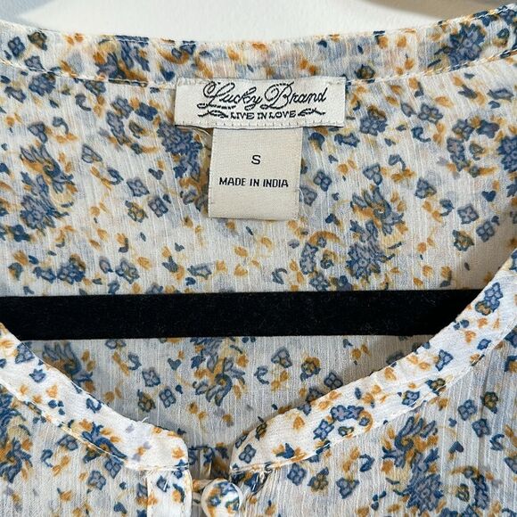 Lucky Brand Semi Sheer Floral Longsleeve Top Women Small - Picture 4 of 8